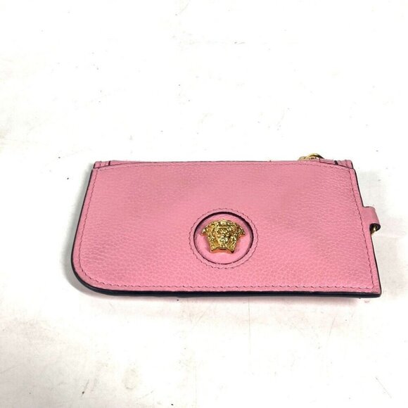 VERSACE Medusa Fragment Case Wallet Coin Compartment coin purse pink/Gold - Picture 1 of 16